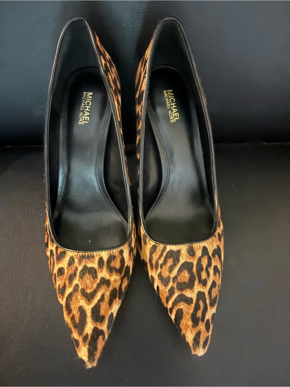 Michael Kors Leopard Print Pointed Toe Pumps - Tan & Black - Picture 8 of 8